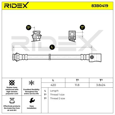 Brake Hose RIDEX 83B0419 83B0419 - photo 6