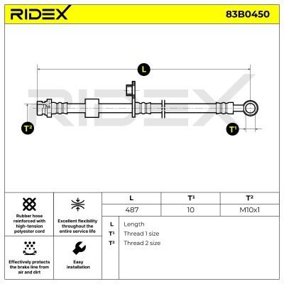 Brake Hose RIDEX 83B0450 83B0450 - photo 7