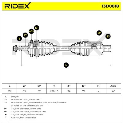 Drive Shaft RIDEX 13D0818 13D0818 - photo 7