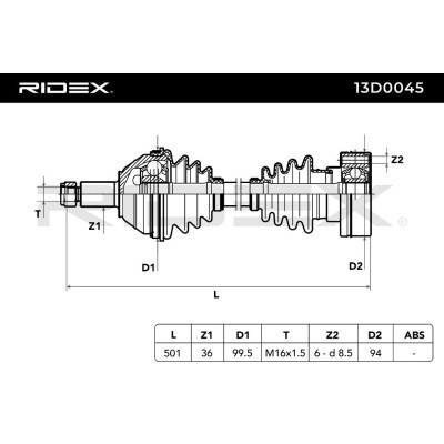 Drive Shaft RIDEX 13D0045 13D0045 - photo 4