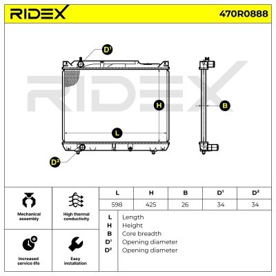 Radiator, Engine Cooling RIDEX 470R0888 470R0888 - photo 5