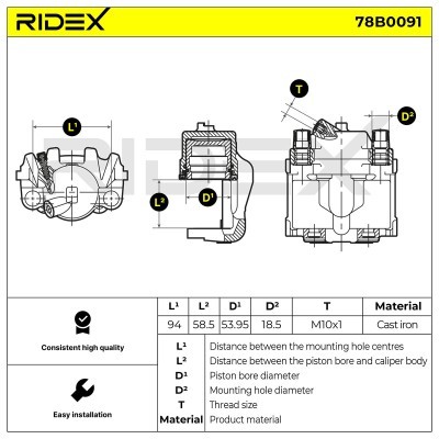 Brake Caliper RIDEX 78B0091 78B0091 - photo 5