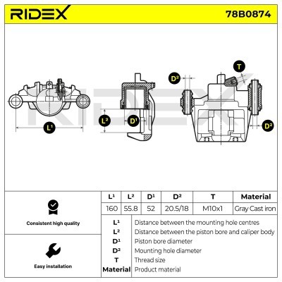 Brake Caliper RIDEX 78B0874 78B0874 - photo 6