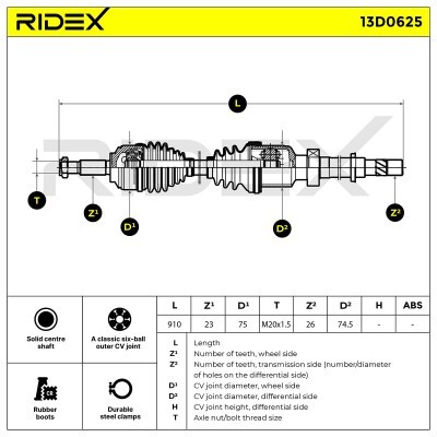 Drive Shaft RIDEX 13D0625 13D0625 - photo 7