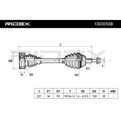 Drive Shaft RIDEX 13D0108 13D0108 - photo 5