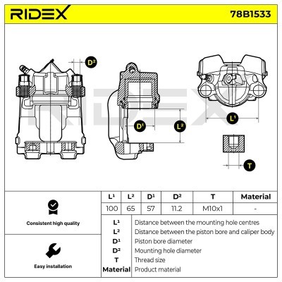 Brake Caliper RIDEX 78B1533 78B1533 - photo 3