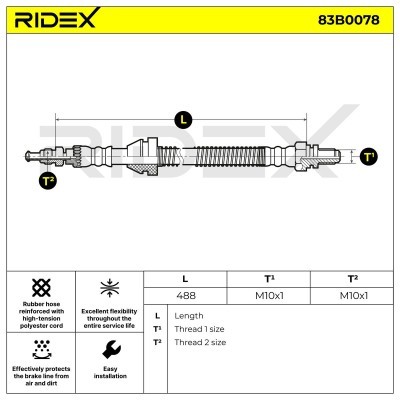Brake Hose RIDEX 83B0078 83B0078 - photo 3