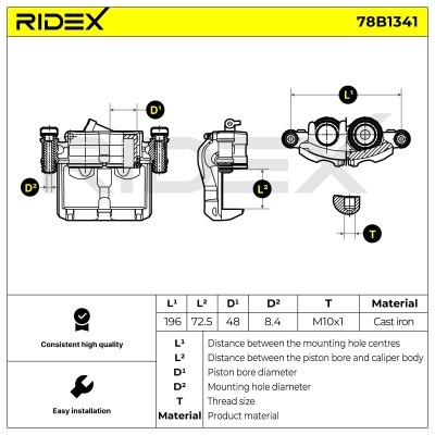Brake Caliper RIDEX 78B1341 78B1341 - photo 5