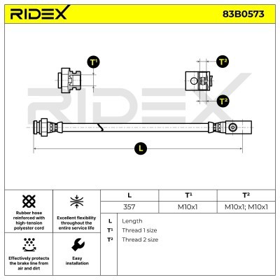 Brake Hose RIDEX 83B0573 83B0573 - photo 6