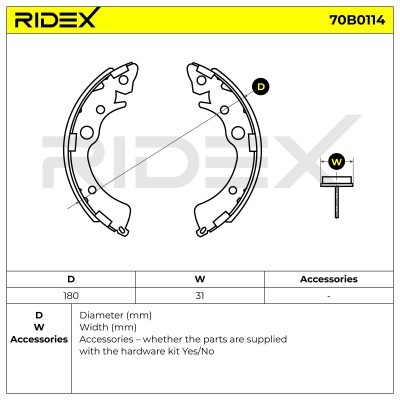 Brake Pads Set RIDEX 70B0114 70B0114 - photo 2