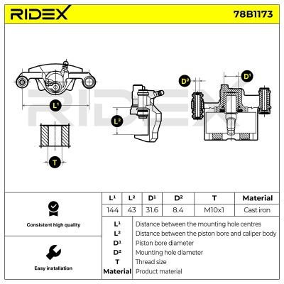 Brake Caliper RIDEX 78B1173 78B1173 - photo 7