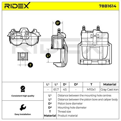 Brake Caliper RIDEX 78B1614 78B1614 - photo 6