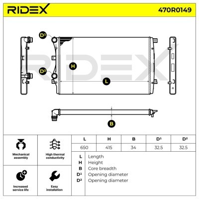 Radiator, Engine Cooling RIDEX 470R0149 470R0149 - photo 4