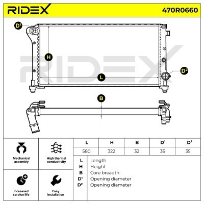 Radiator, Engine Cooling RIDEX 470R0660 470R0660 - photo 5