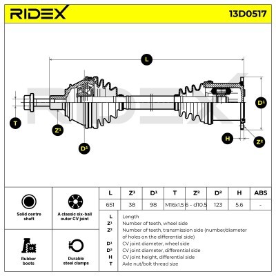 Drive Shaft RIDEX 13D0517 13D0517 - photo 7