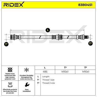 Brake Hose RIDEX 83B0451 83B0451 - photo 2