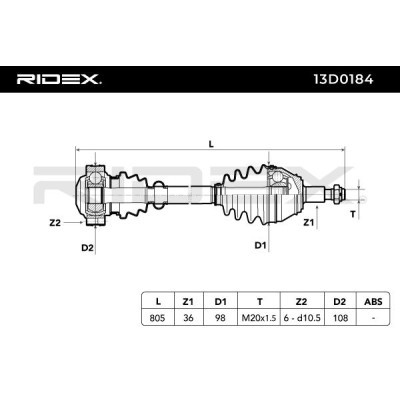 Drive Shaft RIDEX 13D0184 13D0184 - photo 6