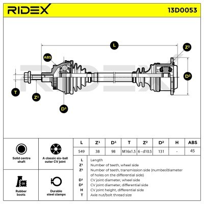 Drive Shaft RIDEX 13D0053 13D0053 - photo 6