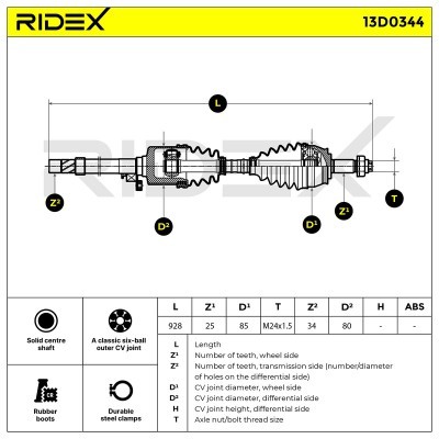 Drive Shaft RIDEX 13D0344 13D0344 - photo 7