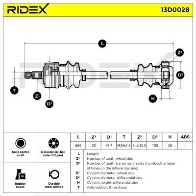 Drive Shaft RIDEX 13D0028 13D0028 - photo 7