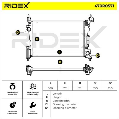 Radiator, Engine Cooling RIDEX 470R0571 470R0571 - photo 6