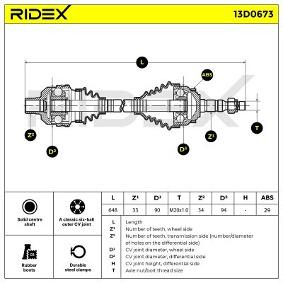 Drive Shaft RIDEX 13D0673 13D0673 - photo 6