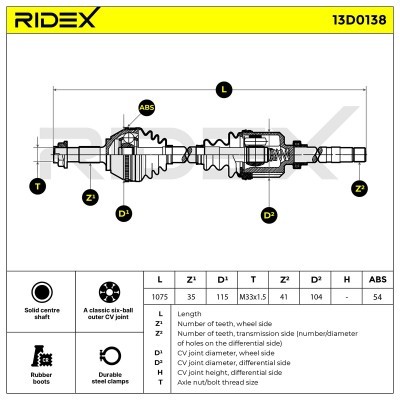 Drive Shaft RIDEX 13D0138 13D0138 - photo 7