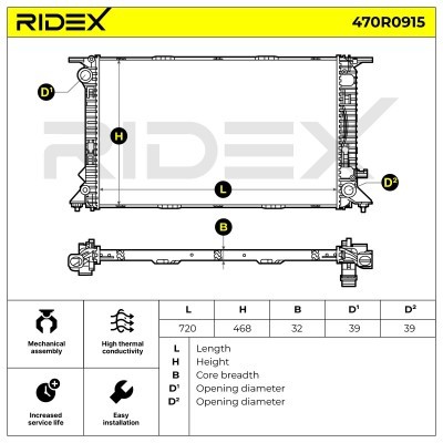 Radiator, Engine Cooling RIDEX 470R0915 470R0915 - photo 8