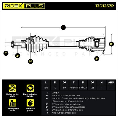 Drive Shaft RIDEX 13D1257P 13D1257P - photo 9