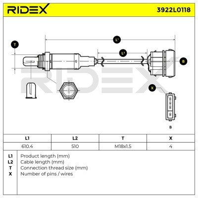 Lambda (Oxygen) Sensor RIDEX 3922L0118 3922L0118 - photo 6