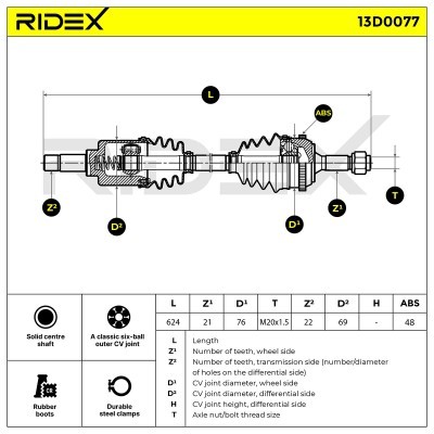 Drive Shaft RIDEX 13D0077 13D0077 - photo 7
