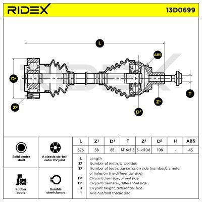 Drive Shaft RIDEX 13D0699 13D0699 - photo 6