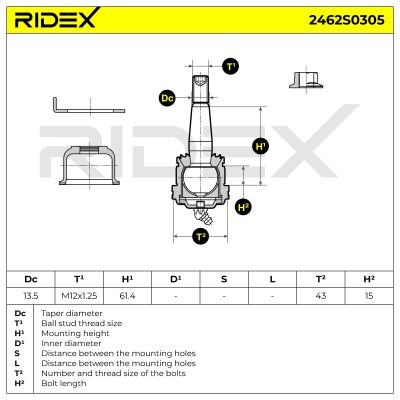 Ball Joint RIDEX 2462S0305 2462S0305 - photo 5