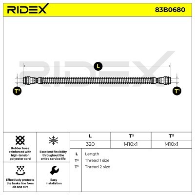 Brake Hose RIDEX 83B0680 83B0680 - photo 6