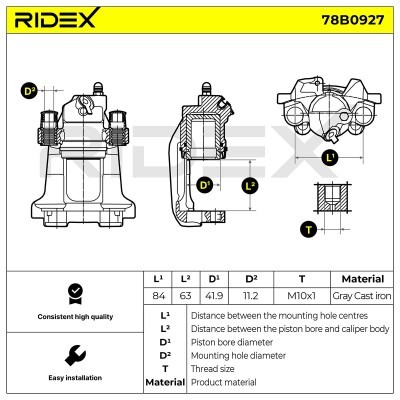 Brake Caliper RIDEX 78B0927 78B0927 - photo 3
