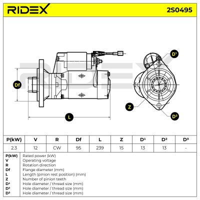 Starter RIDEX 2S0495 2S0495 - photo 6