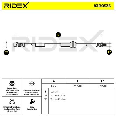 Brake Hose RIDEX 83B0535 83B0535 - photo 2