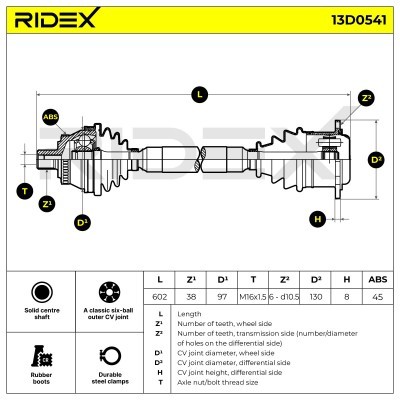 Drive Shaft RIDEX 13D0541 13D0541 - photo 6