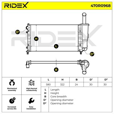 Radiator, Engine Cooling RIDEX 470R0968 470R0968 - photo 7