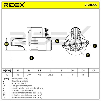 Starter RIDEX 2S0655 2S0655 - photo 6