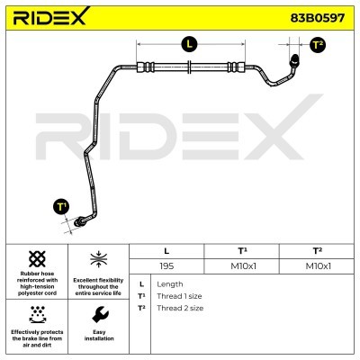 Brake Hose RIDEX 83B0597 83B0597 - photo 2