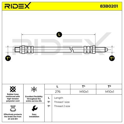 Brake Hose RIDEX 83B0201 83B0201 - photo 2