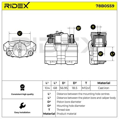 Brake Caliper RIDEX 78B0559 78B0559 - photo 6