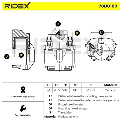 Brake Caliper RIDEX 78B0180 78B0180 - photo 5