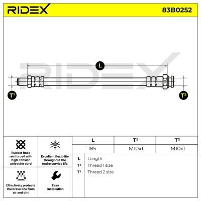 Brake Hose RIDEX 83B0252 83B0252 - photo 2