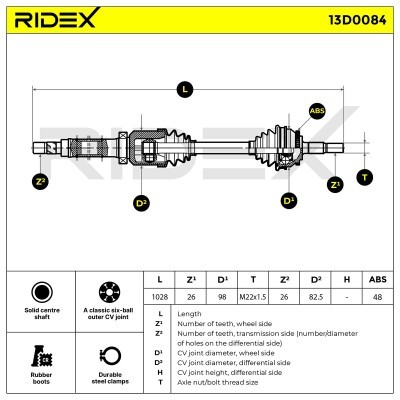 Drive Shaft RIDEX 13D0084 13D0084 - photo 5