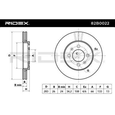 Brake Disc RIDEX 82B0022 82B0022 - photo 3