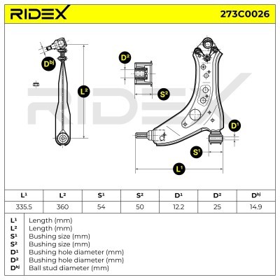 Control Arm RIDEX 273C0026 273C0026 - photo 8