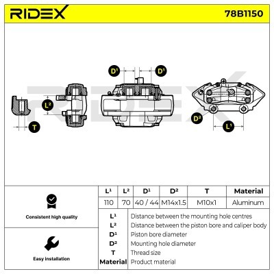 Brake Caliper RIDEX 78B1150 78B1150 - photo 6