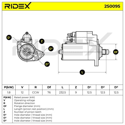 Starter RIDEX 2S0095 2S0095 - photo 7